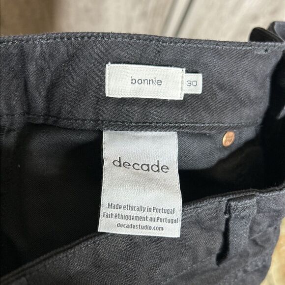 Decade Studio Jeans Size 30 Black Color Button Fly 100% Cotton High Rise - Picture 7 of 8